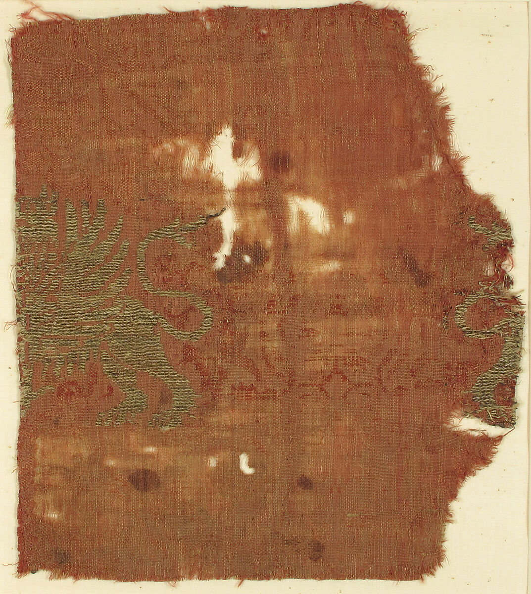 Textile with Lions and Peacocks, Silk, metal thread, Italian