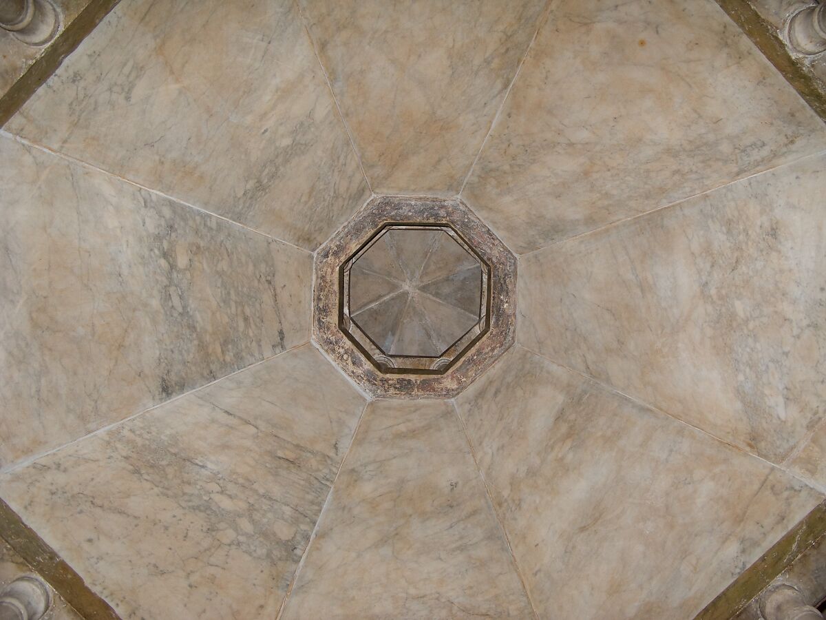 Ciborium, Nicolaus Ranucius (Ranierius) and His Sons, Johannes and Guittone, Marble (Lunense) from Carrera with hardstone and gold glass inlay, Italian