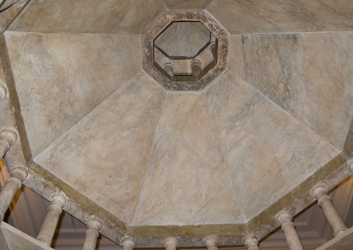 Ciborium, Nicolaus Ranucius (Ranierius) and His Sons, Johannes and Guittone, Marble (Lunense) from Carrera with hardstone and gold glass inlay, Italian