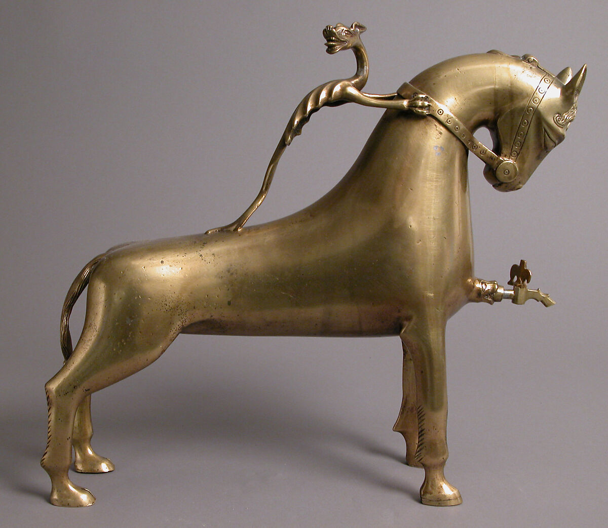 Aquamanile in the Form of a Horse, Copper alloy, German
