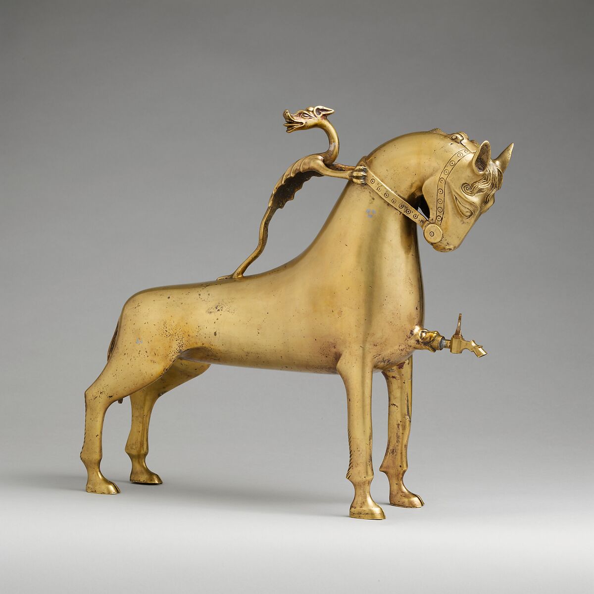 Aquamanile in the Form of a Horse, Copper alloy, German 