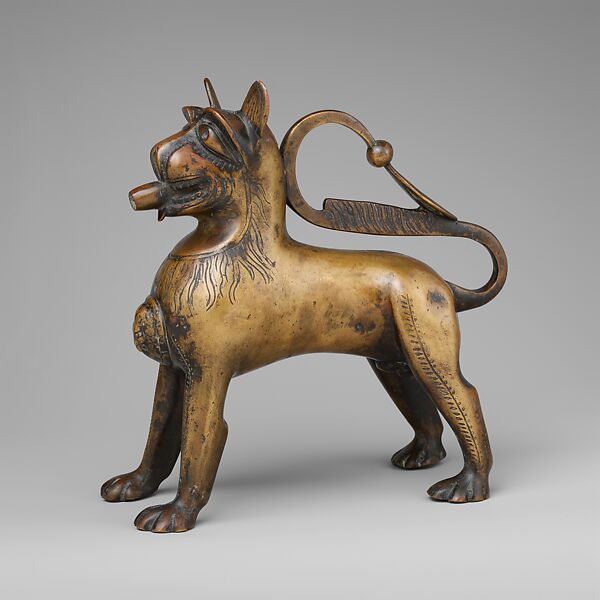 Aquamanile in the Form of a Lion, Copper alloy, German