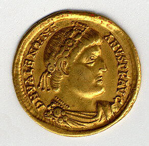 Gold Solidus of Valentinian I (364–75), Gold, Byzantine 