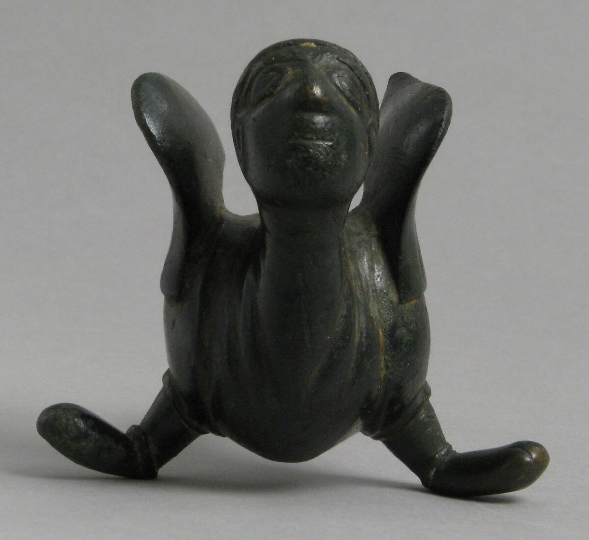 Fabulous Winged Creature with Human Face, probably from the foot of a candlestick, Copper alloy, South Netherlandish