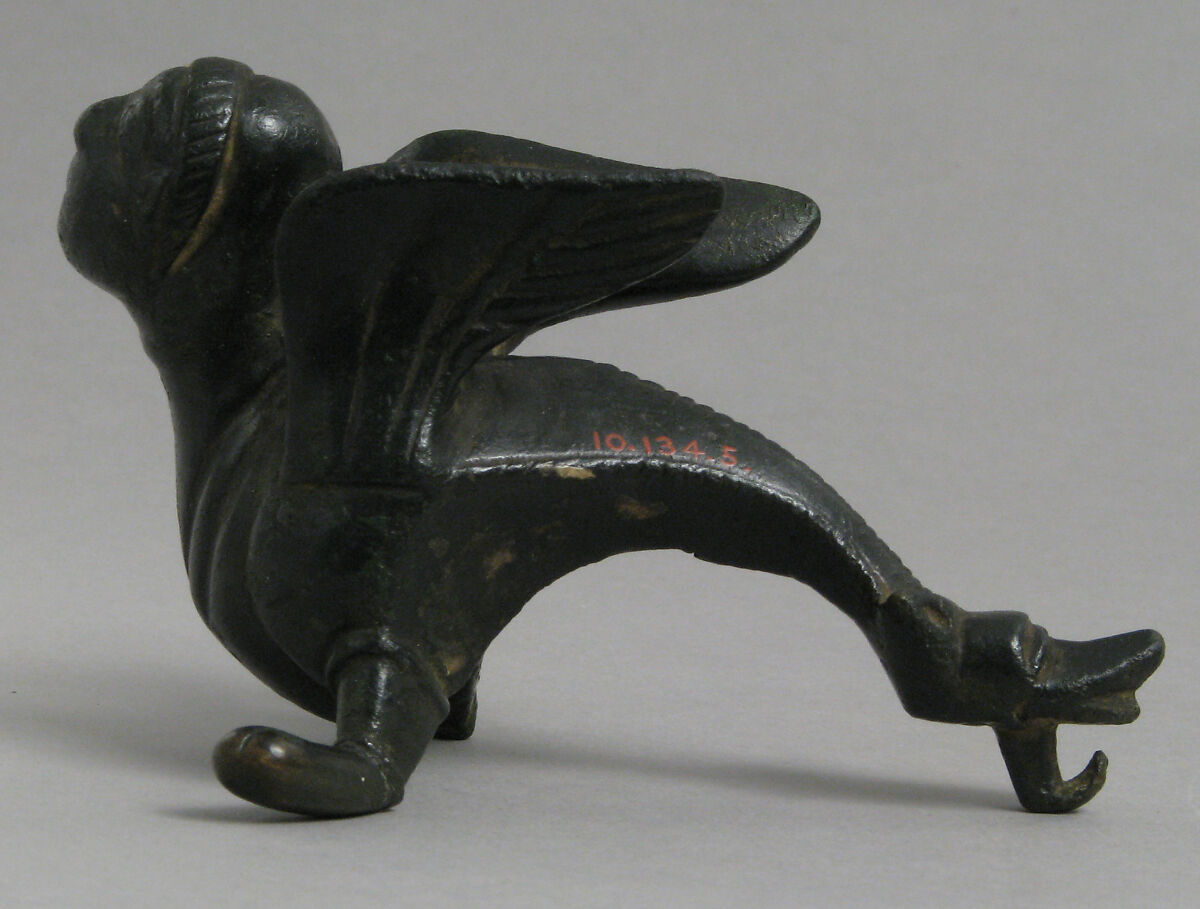 Fabulous Winged Creature with Human Face, probably from the foot of a candlestick, Copper alloy, South Netherlandish