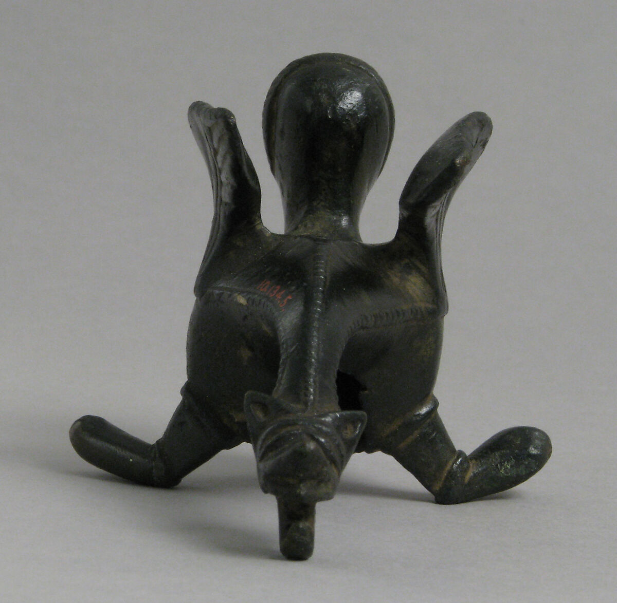 Fabulous Winged Creature with Human Face, probably from the foot of a candlestick, Copper alloy, South Netherlandish