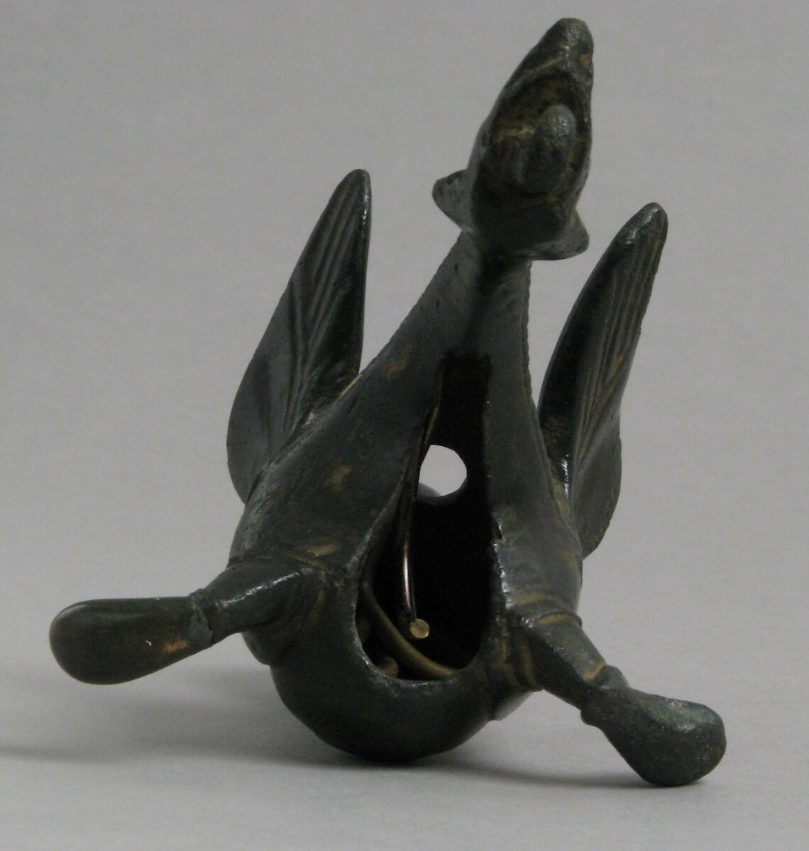 Fabulous Winged Creature with Human Face, probably from the foot of a candlestick, Copper alloy, South Netherlandish