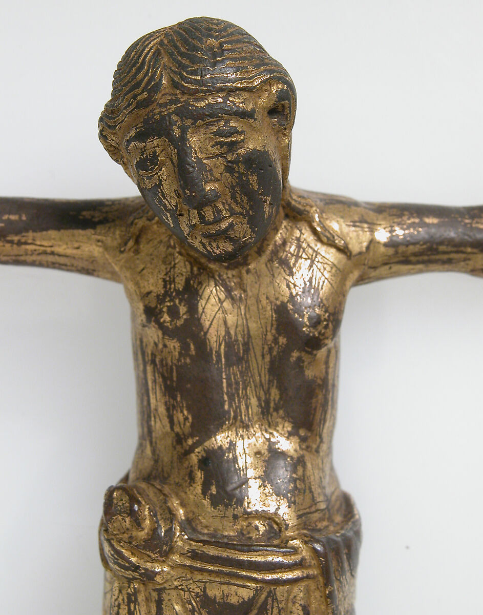 Crucifix, Copper alloy, gilding, German