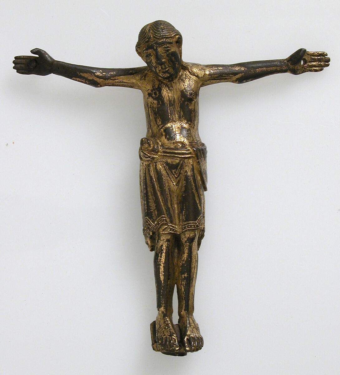 Crucifix, Copper alloy, gilding, German