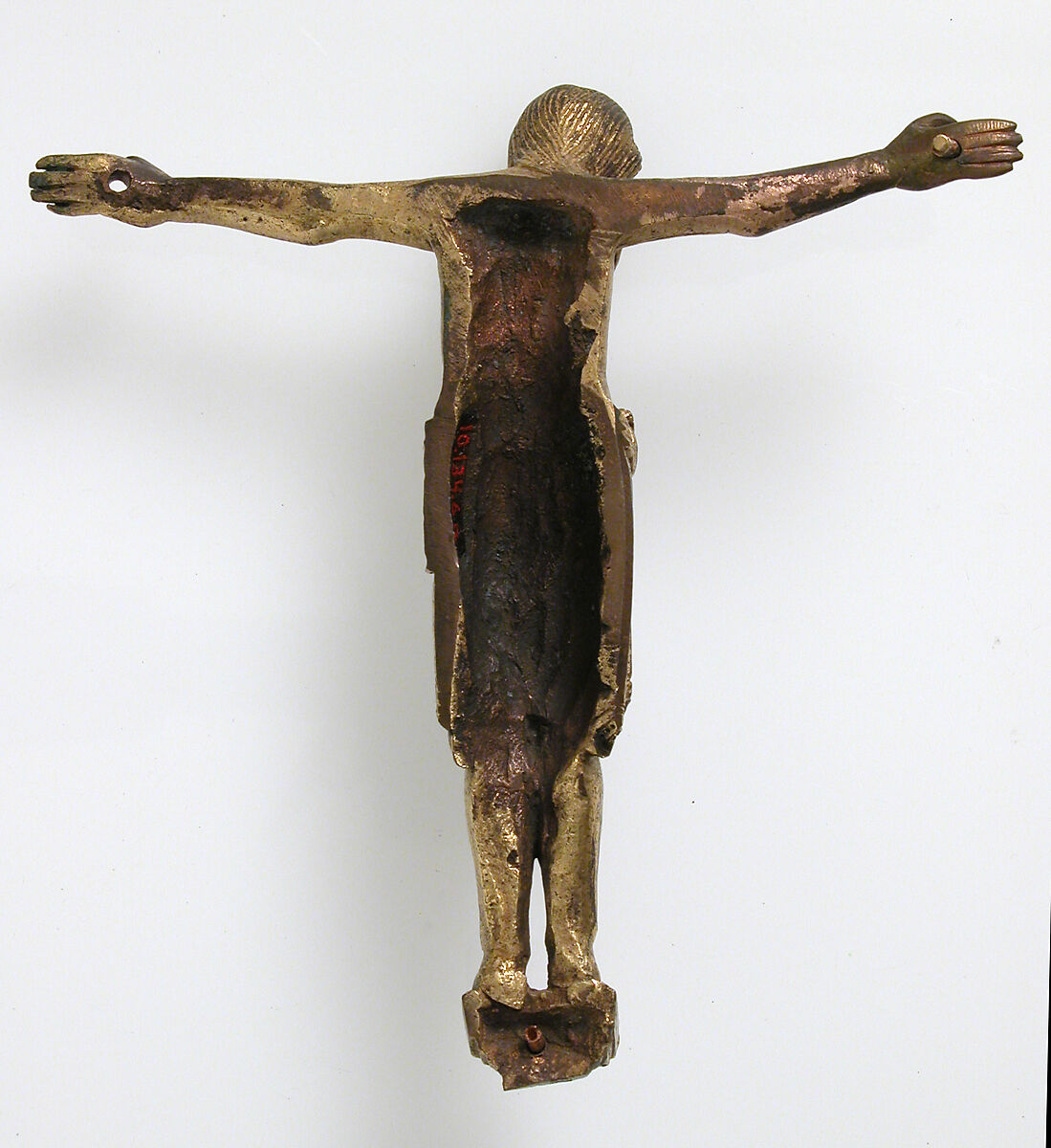 Crucifix, Copper alloy, gilding, German