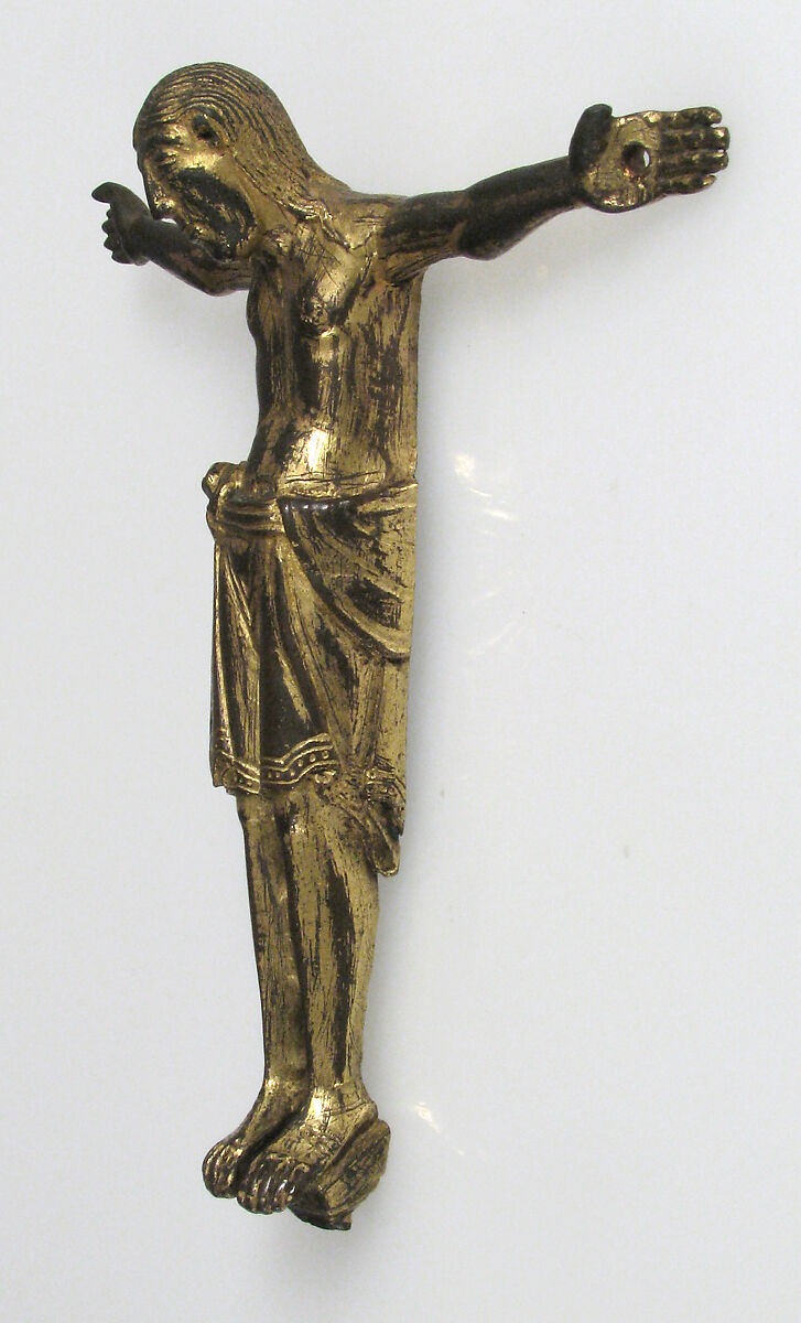Crucifix, Copper alloy, gilding, German