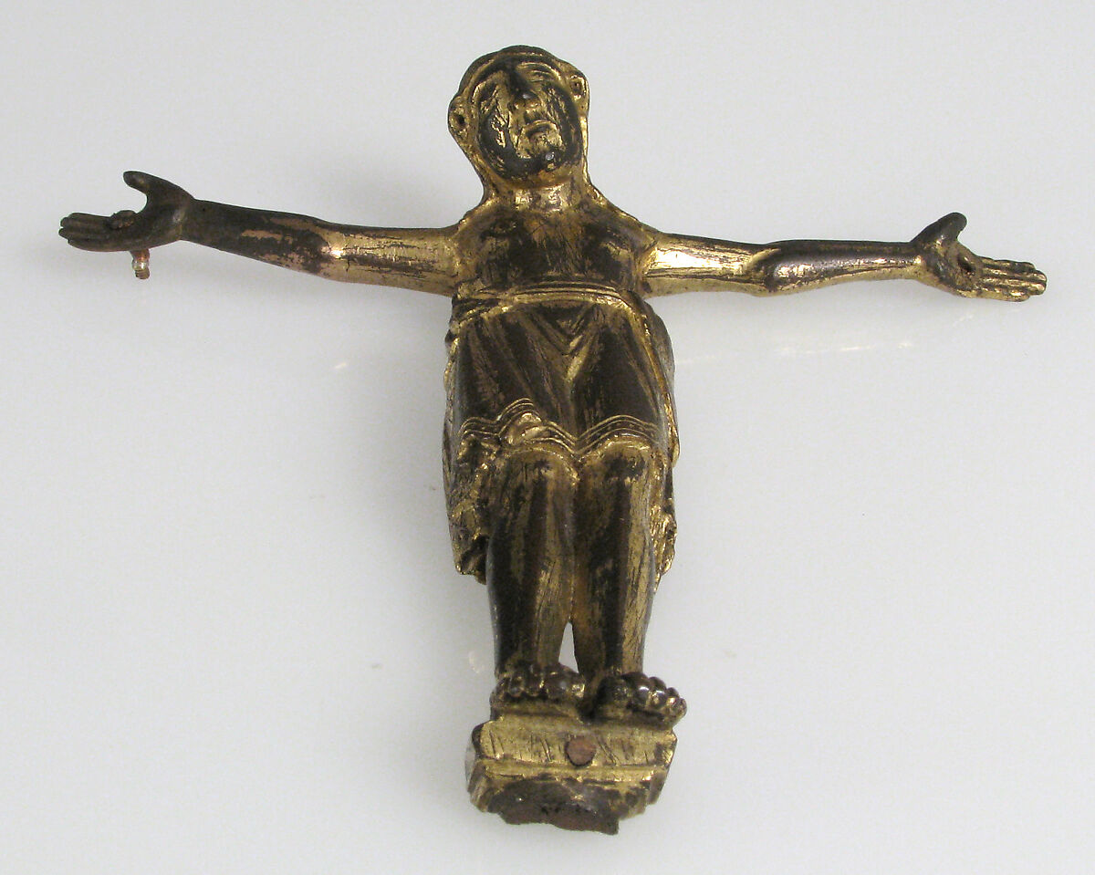 Crucifix, Copper alloy, gilding, German