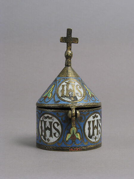 Pyx, Champlevé enamel and gilded copper, French