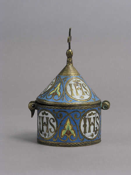 Pyx, Champlevé enamel and gilded copper, French