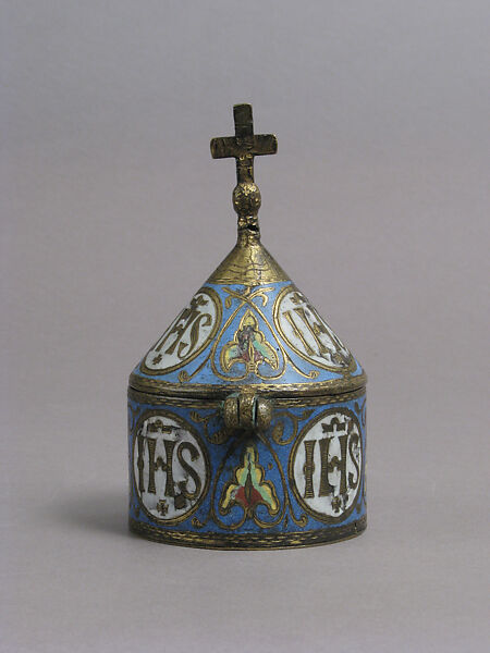 Pyx, Champlevé enamel and gilded copper, French