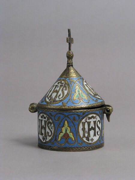 Pyx, Champlevé enamel and gilded copper, French