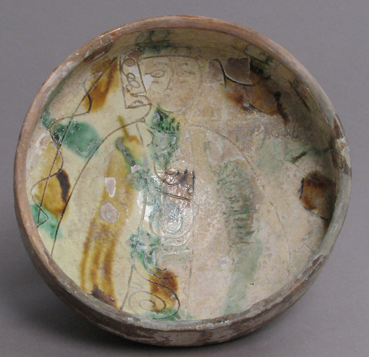 Bowl, Earthenware, glazed (Mezzo-maiolica), Byzantine 