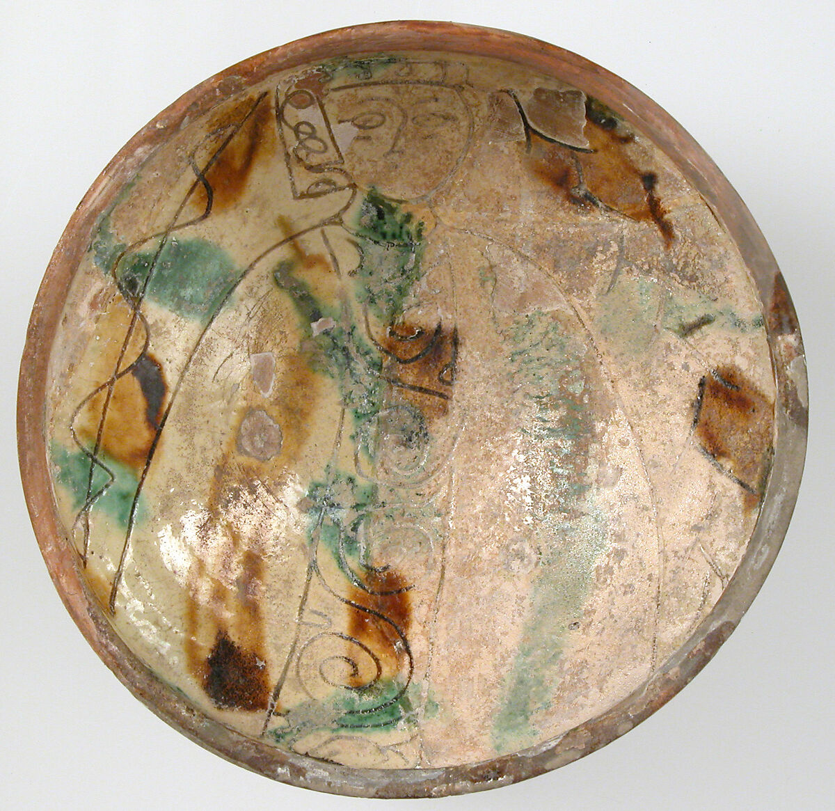 Bowl, Earthenware, glazed (Mezzo-maiolica), Byzantine