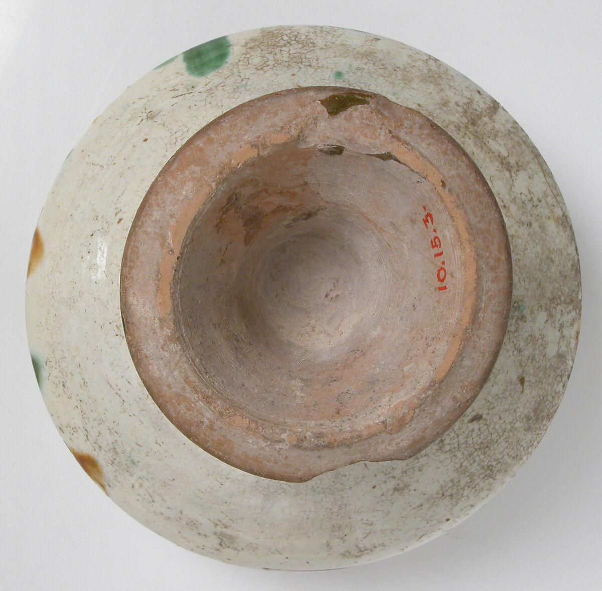 Footed cup with palmettes, Earthenware, glazed, Byzantine