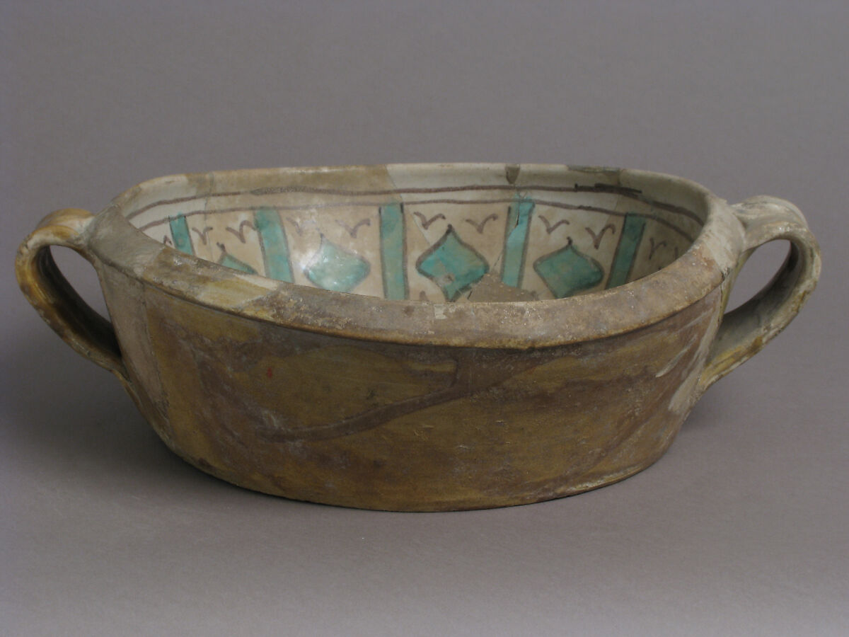 Two-Handled Bowl with Fish, Tin-glazed earthenware, Italian