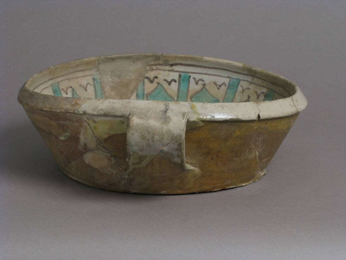 Two-Handled Bowl with Fish, Tin-glazed earthenware, Italian