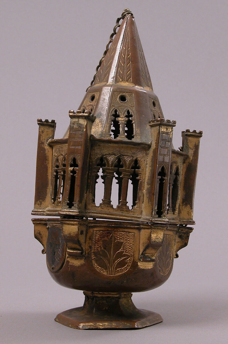 Censer, Copper-gilt, champlevé enamel, Italian 