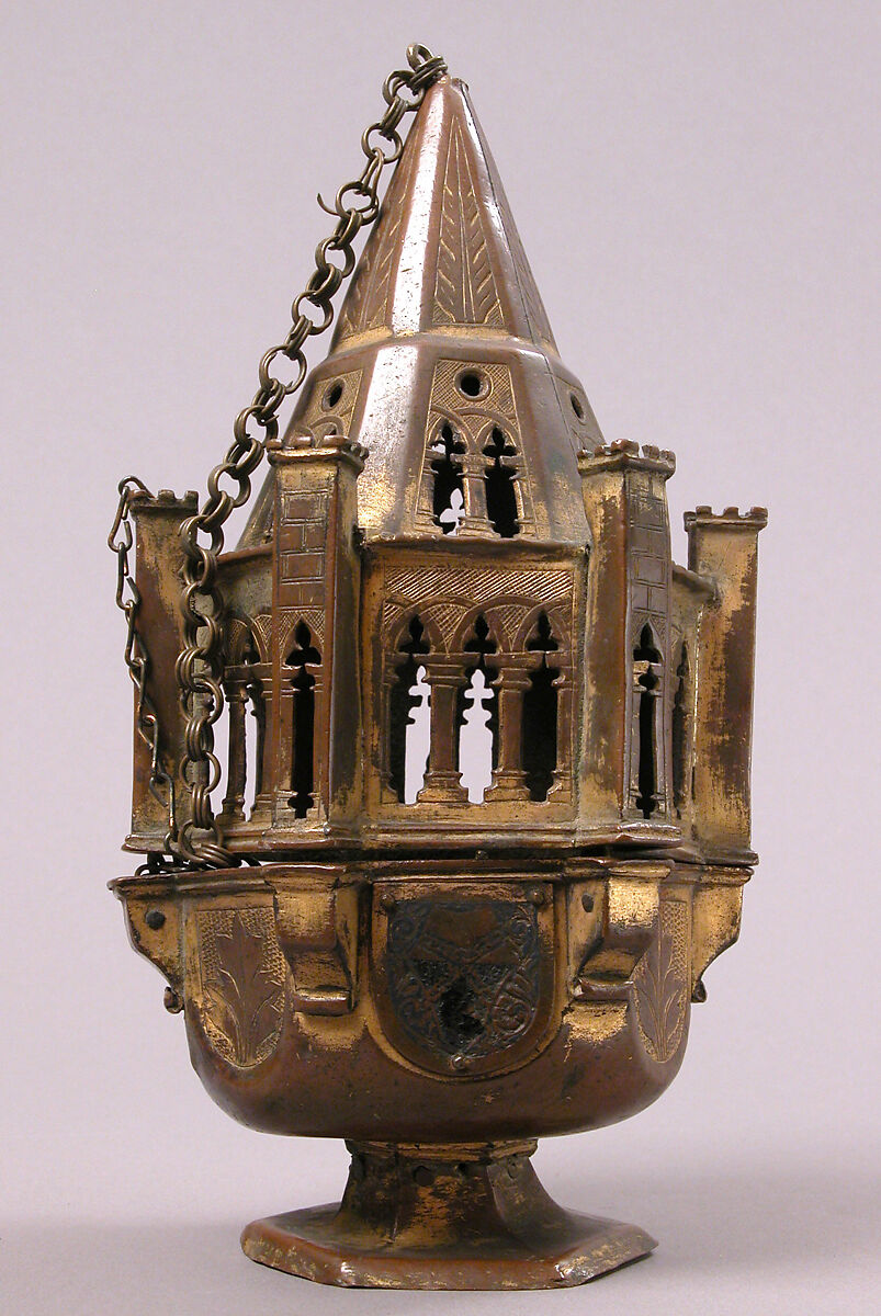 Censer, Champlevé enamel and gilded copper, Italian