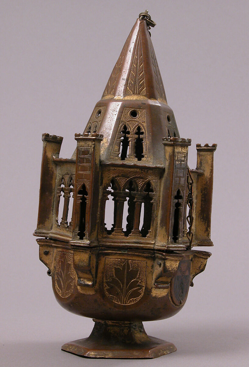 Censer, Champlevé enamel and gilded copper, Italian