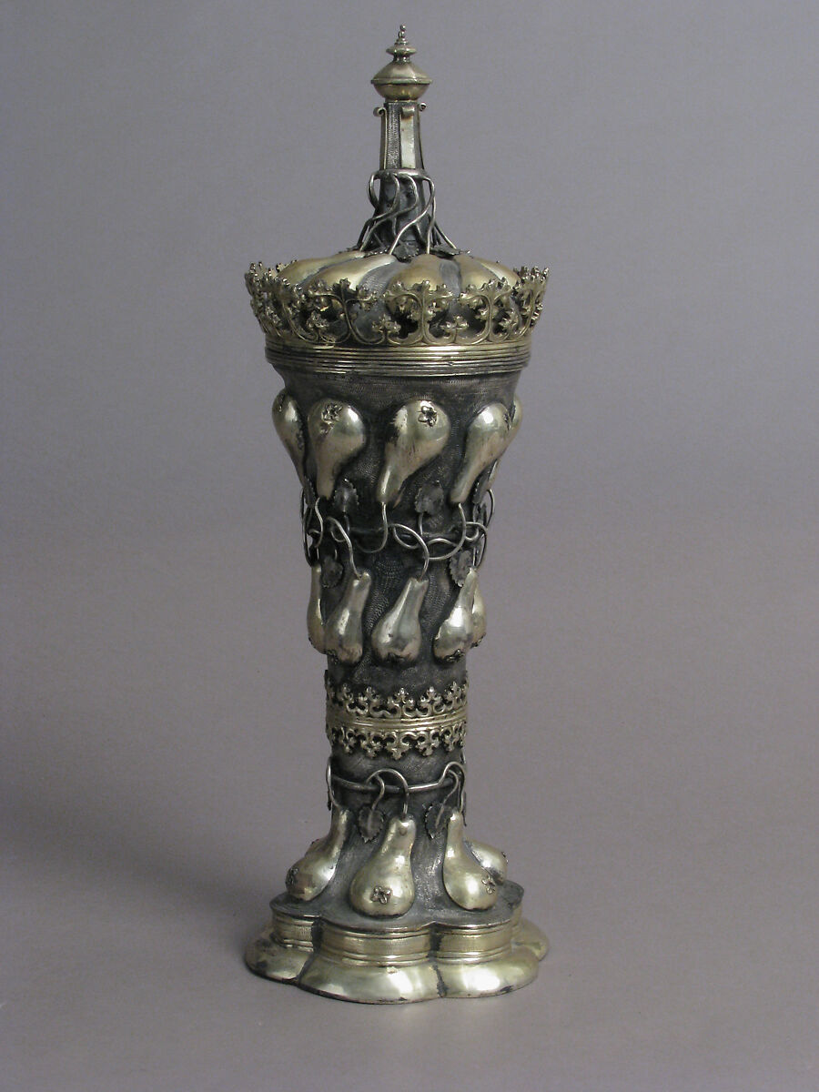 Beaker and Cover, Probably Friedrich Hillebrand (German, 1580–1608), Silver, partially gilt, German 
