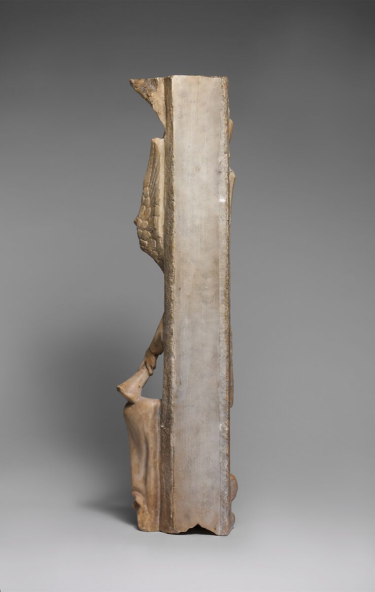 Pilaster of Angels Sounding Trumpets from the Parapet of a Pulpit, Workshop of Giovanni Pisano (Italian, Pisa ca. 1240–before 1320 Siena), Marble (Lunense from Carrara), traces of paint, Central Italian