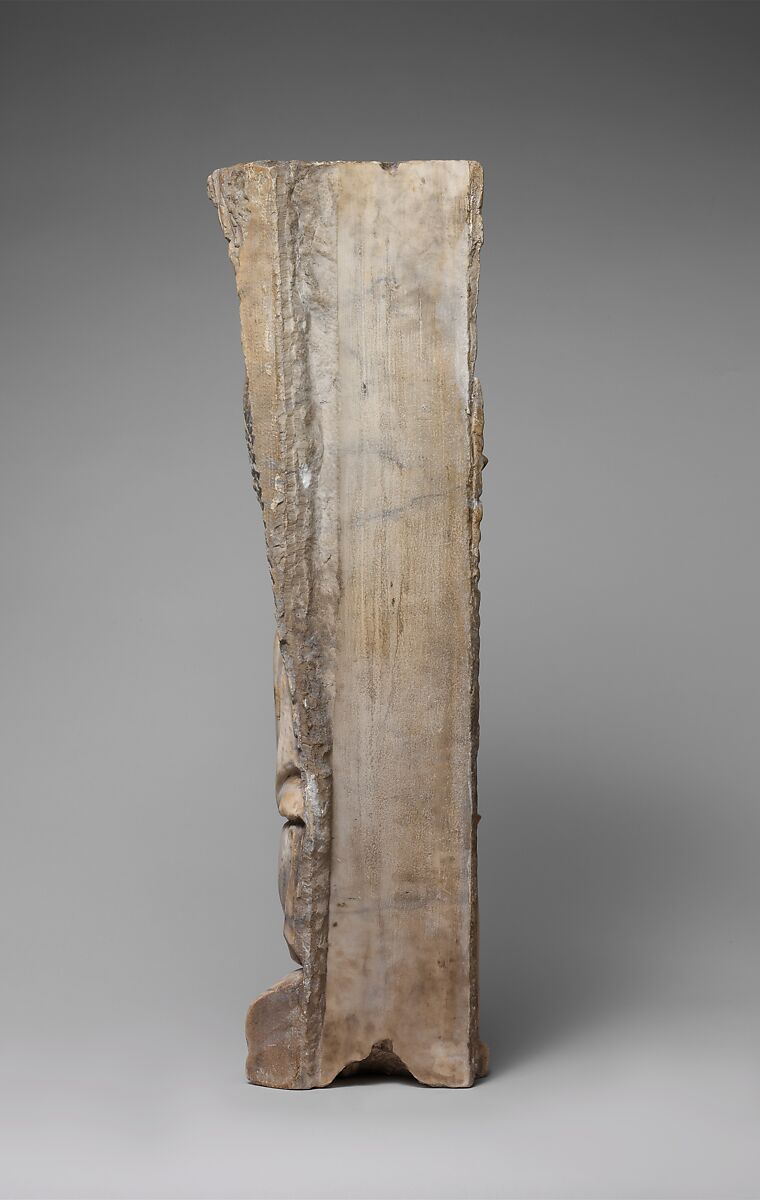 Pilaster of Angels Sounding Trumpets from the Parapet of a Pulpit, Workshop of Giovanni Pisano (Italian, Pisa ca. 1240–before 1320 Siena), Marble (Lunense from Carrara), traces of paint, Central Italian