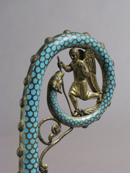 Crozier Head, Champlevé enamel and gilded copper, French