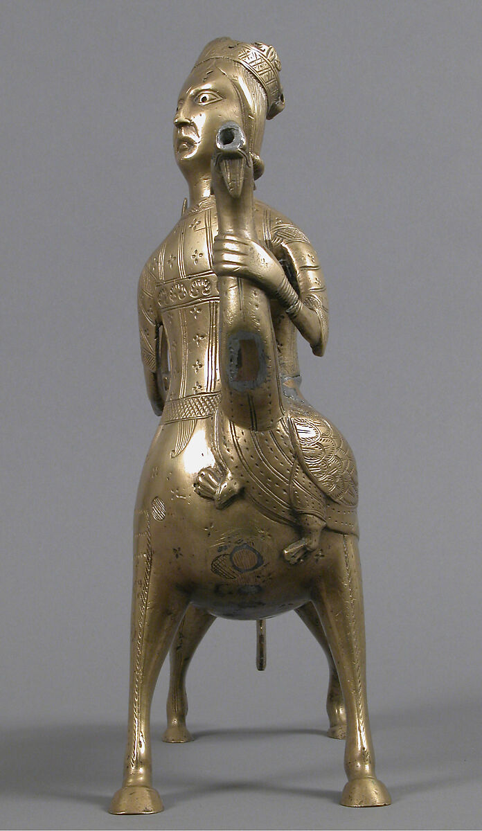 Aquamanile in the Form of a Crowned Centaur Fighting a Dragon, Copper alloy, German