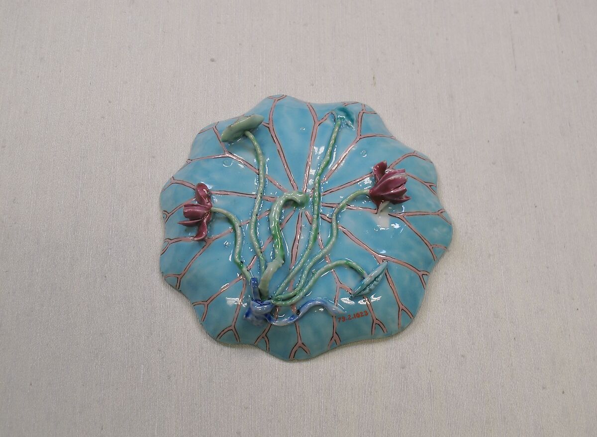 Lotus dish, Porcelain painted in overglaze polychrome enamels and with applique decoration (Jingdezhen ware), China