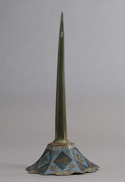 Pricket Candlesticks, Champlevé enamel, copper, French