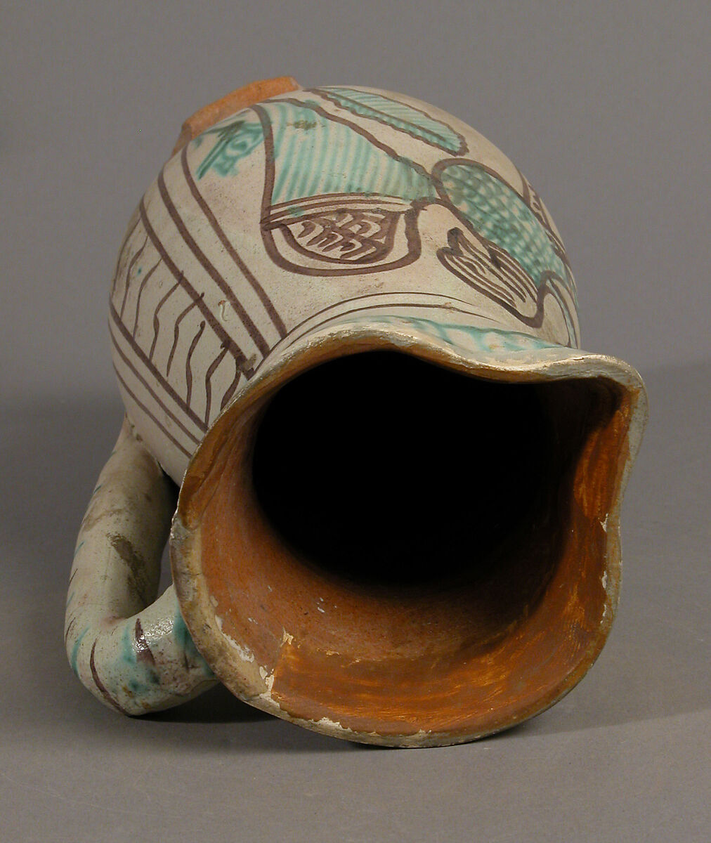 Jug with Eagle, Glazed earthenware, Italian