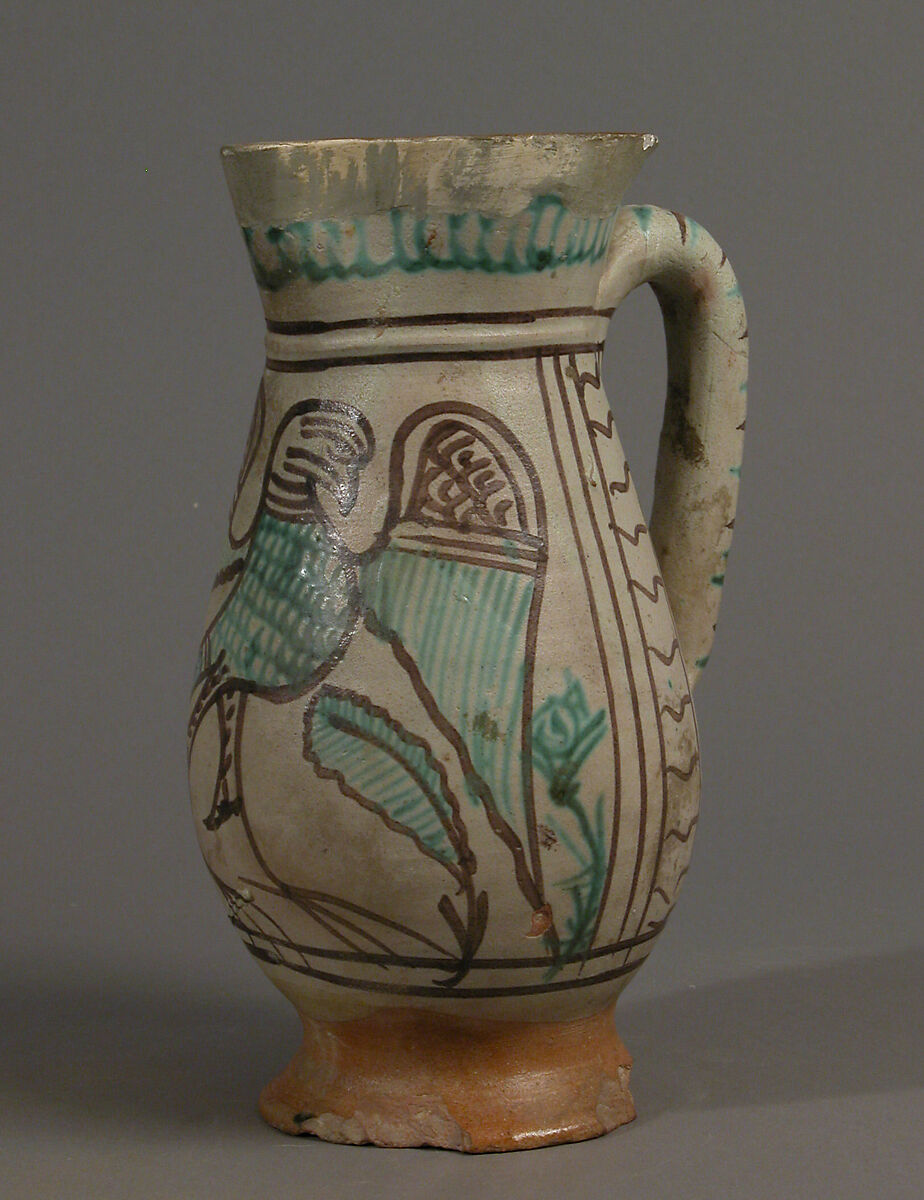 Jug with Eagle, Glazed earthenware, Italian 