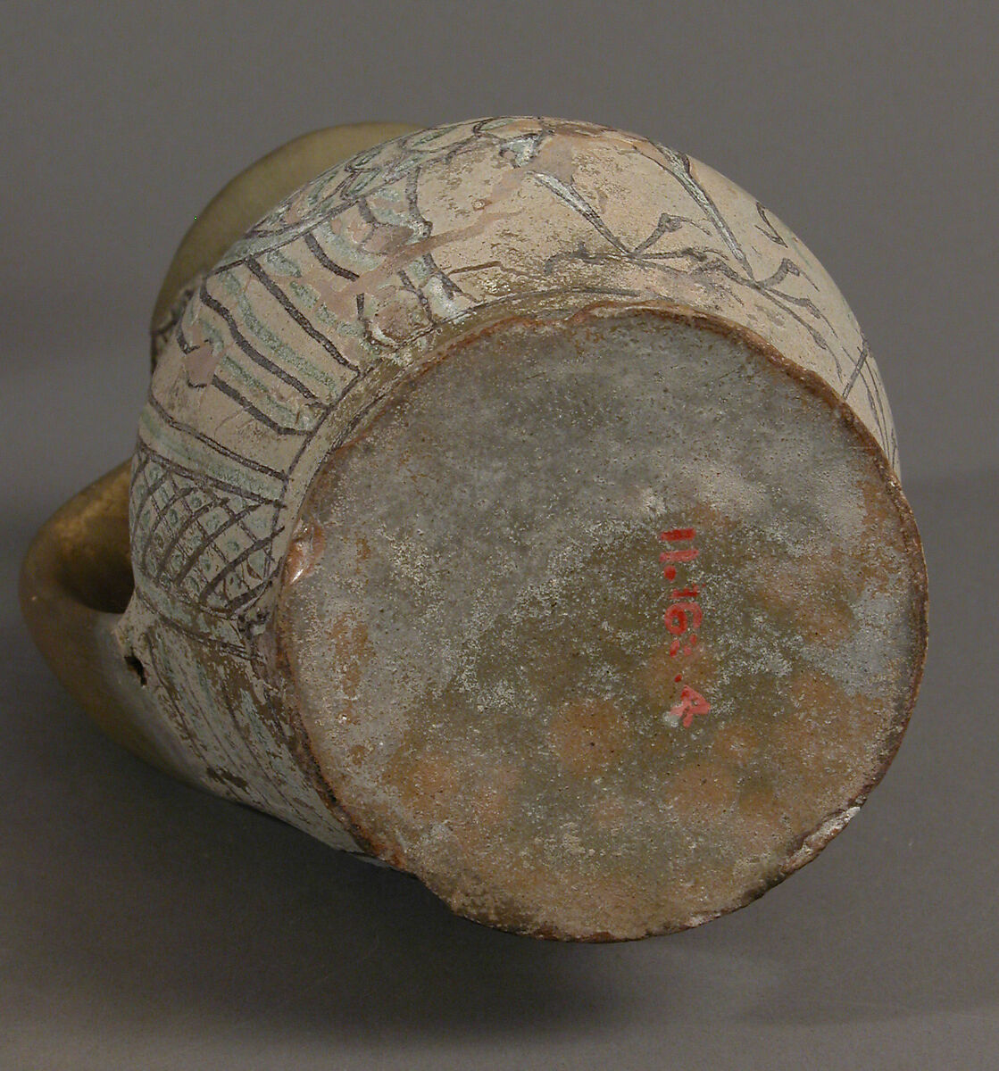 Pitcher, Earthenware, tin-glaze (Majolica), Italian