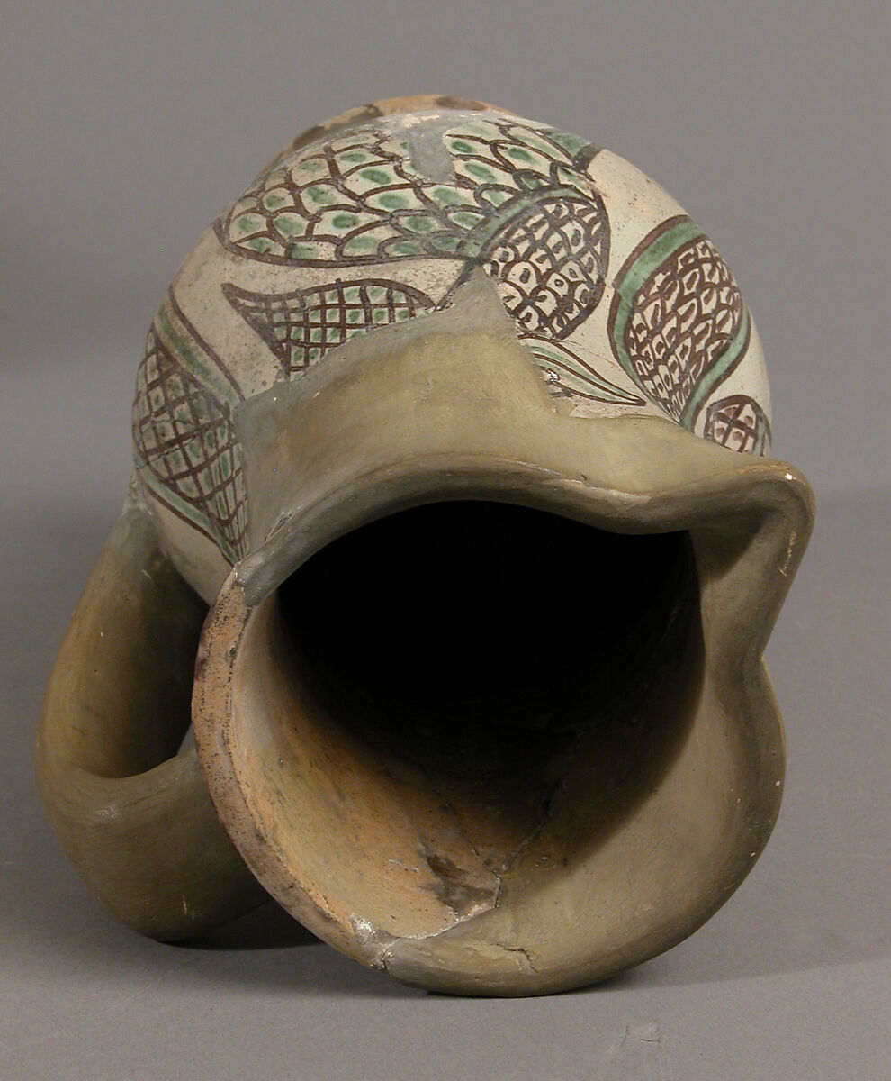 Pitcher, Earthenware, tin-glaze (Majolica), Italian