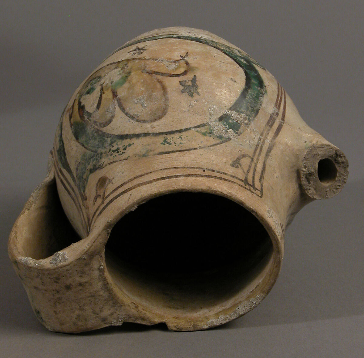 Pitcher, Earthenware, tin-glaze (Majolica), Italian