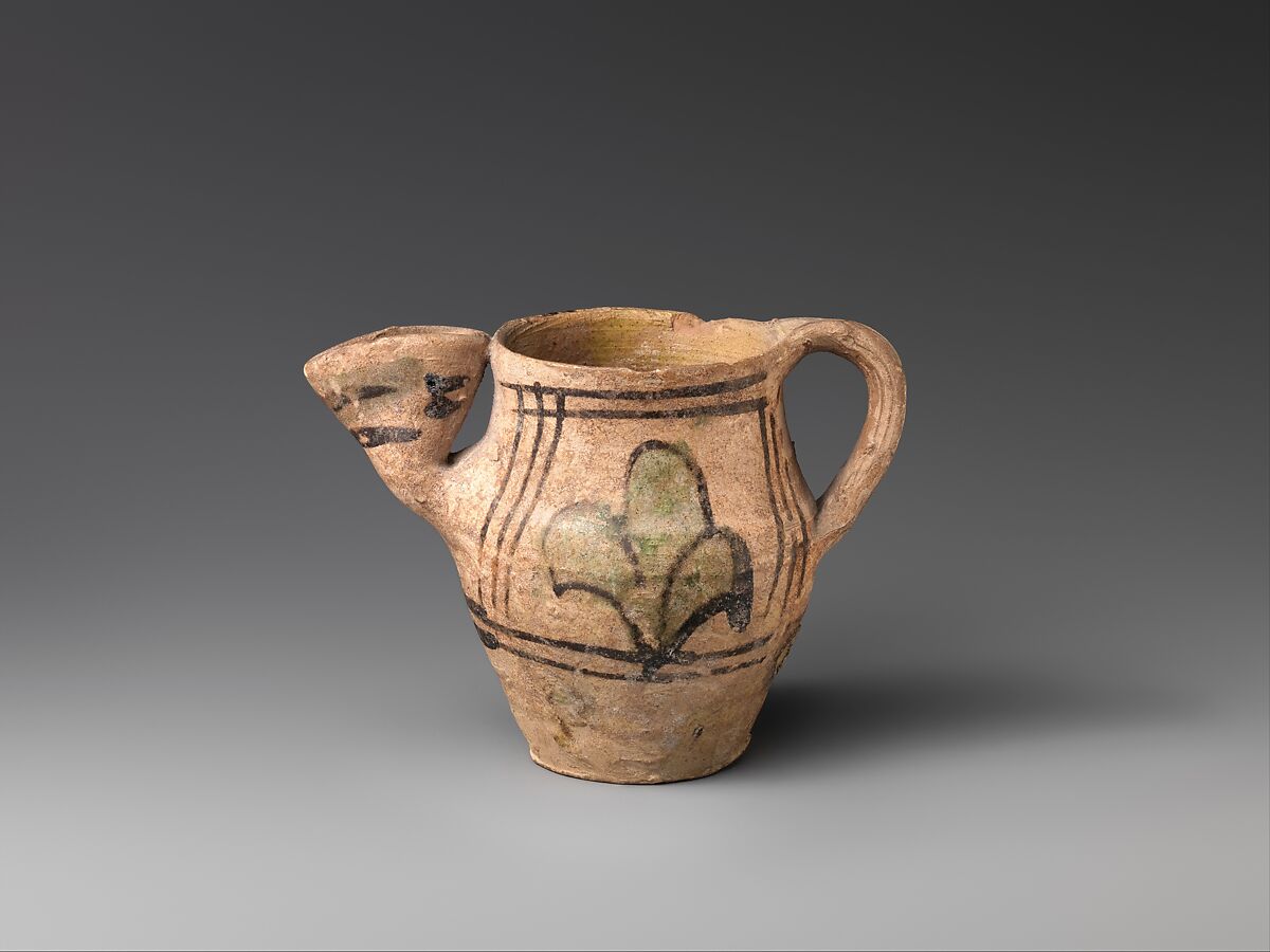 Jug with Flattened Spout, Glazed earthenware, Italian