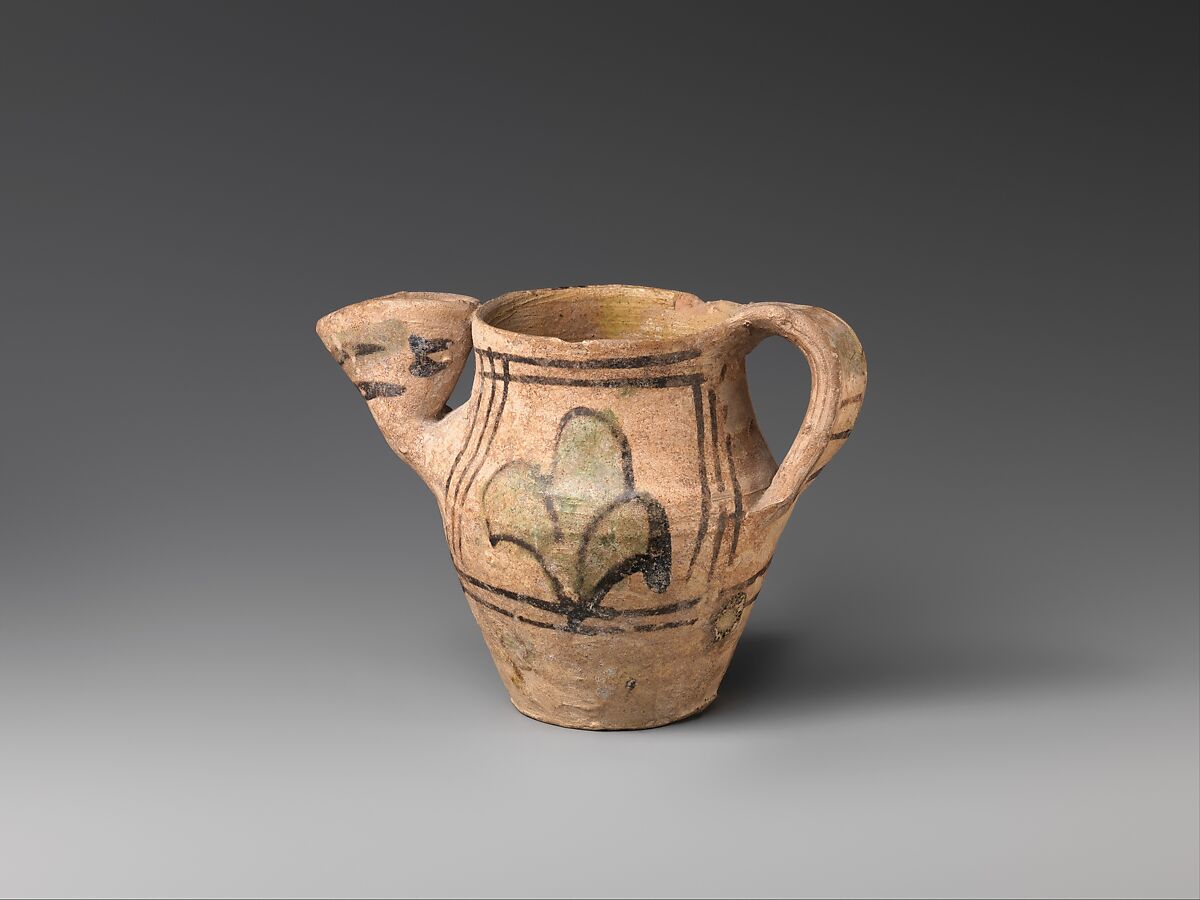 Jug with Flattened Spout, Glazed earthenware, Italian