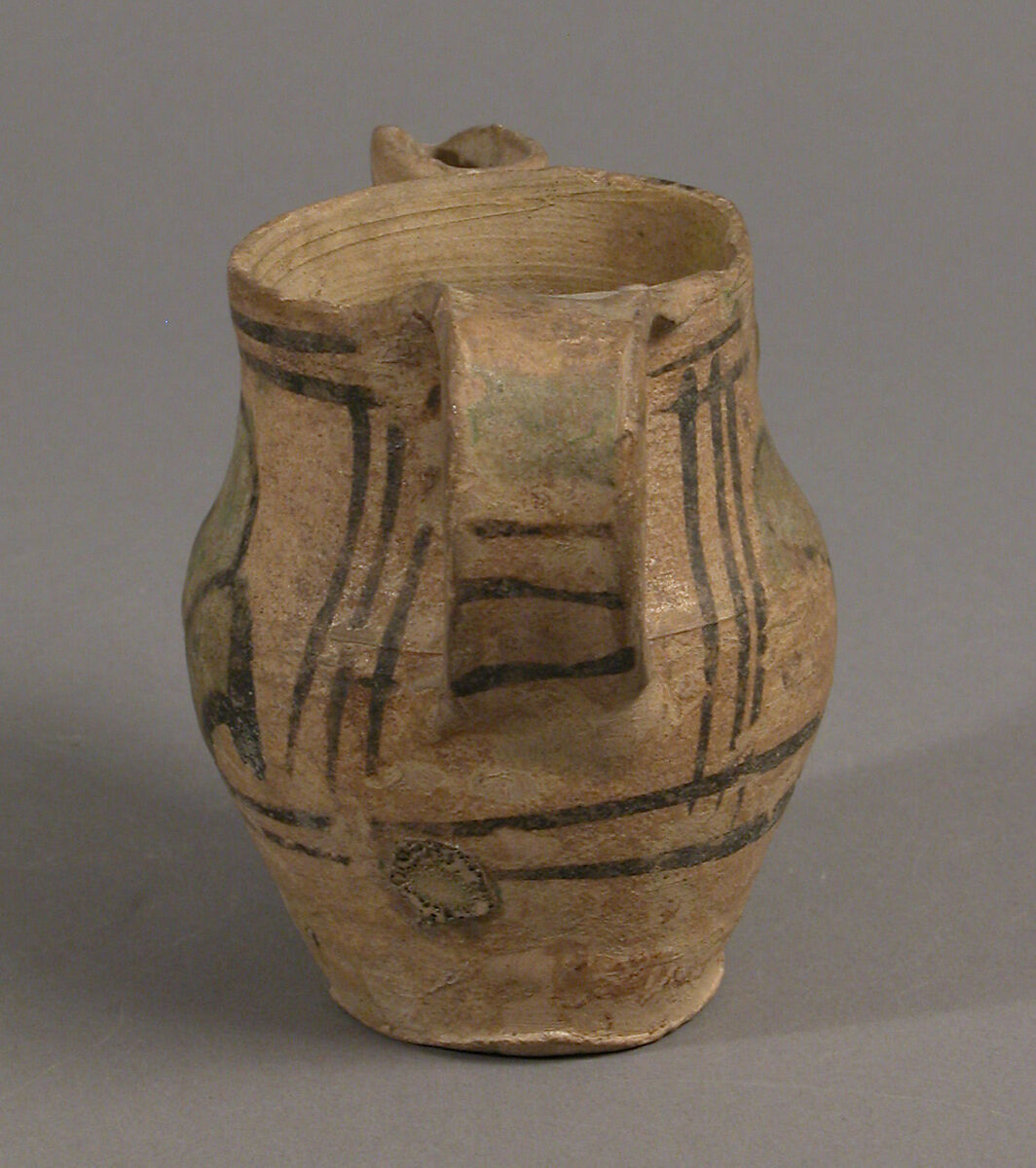 Jug with Flattened Spout, Glazed earthenware, Italian