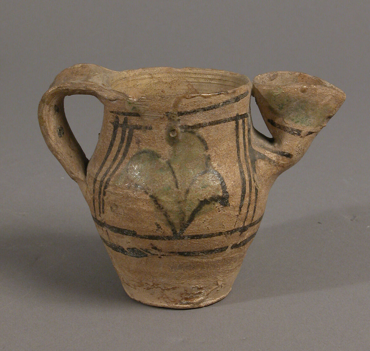 Jug with Flattened Spout, Glazed earthenware, Italian