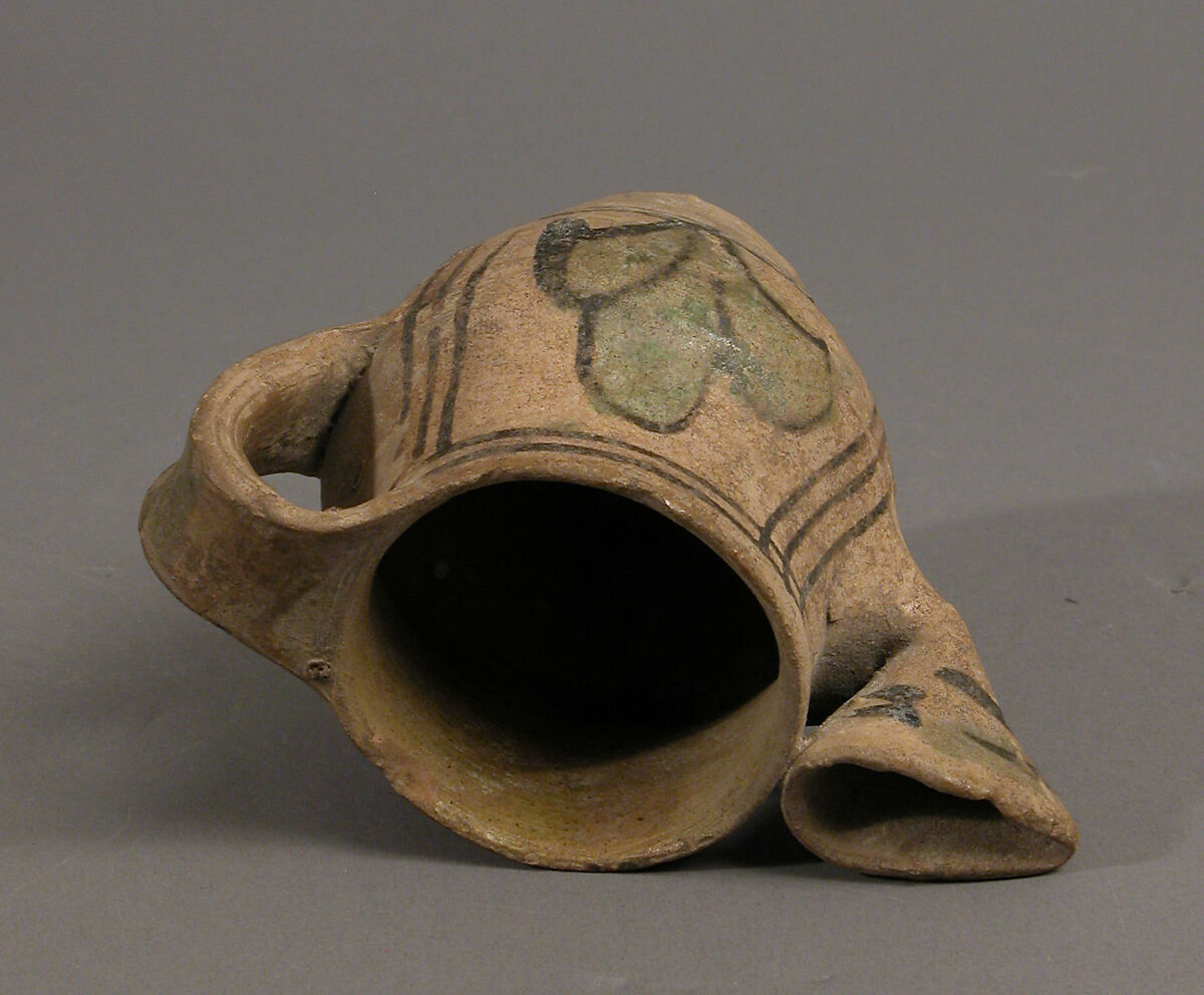 Jug with Flattened Spout, Glazed earthenware, Italian