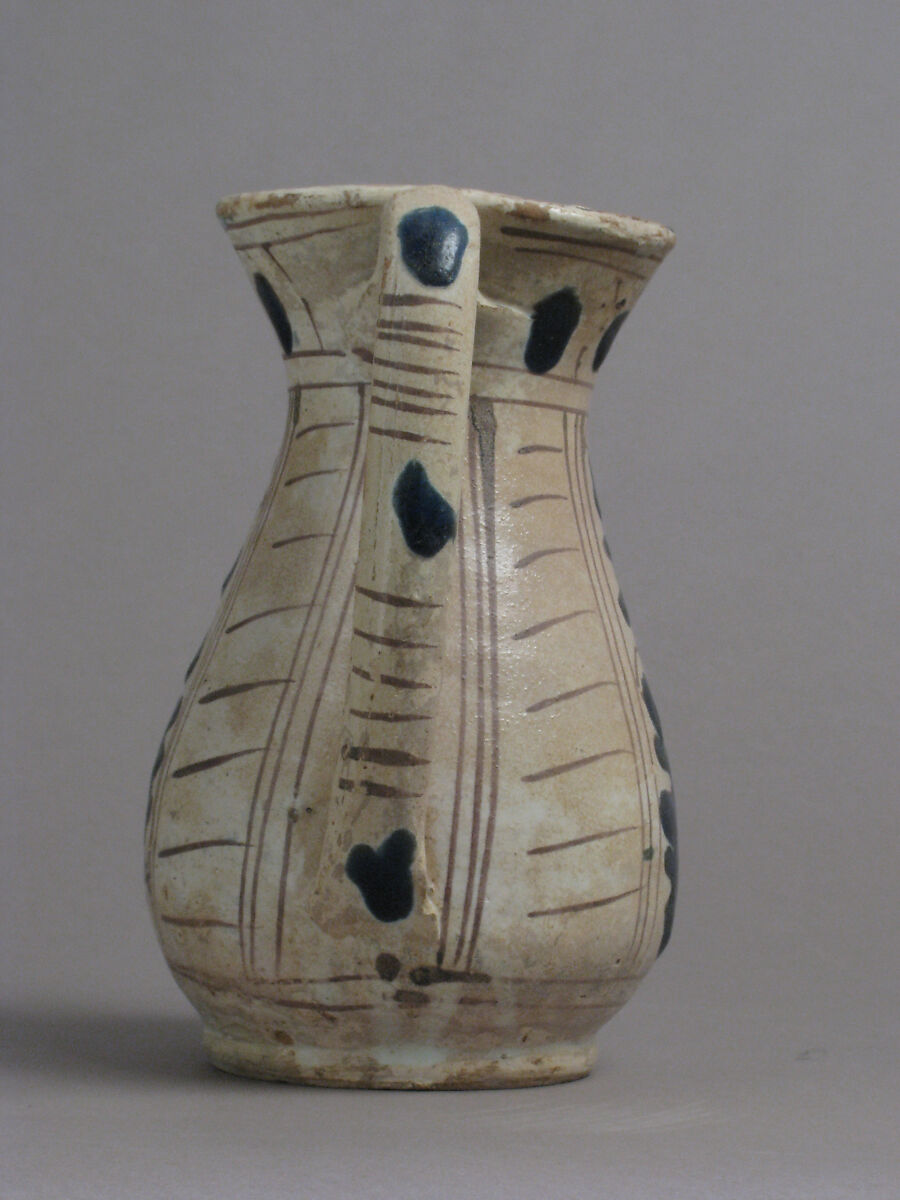Jug with Figure in Profile, Tin-glazed earthenware, Italian