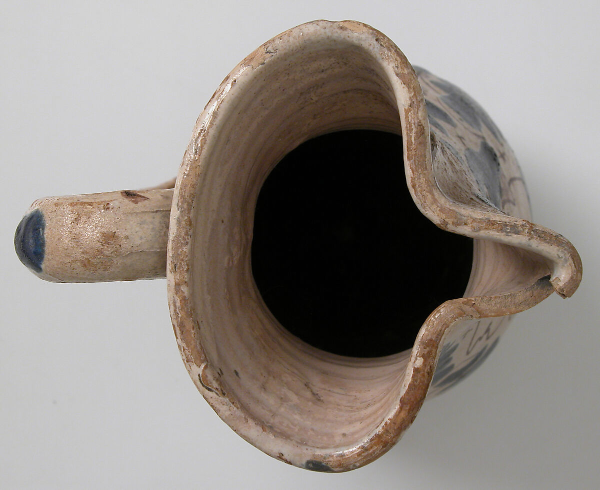 Jug with Figure in Profile, Tin-glazed earthenware, Italian