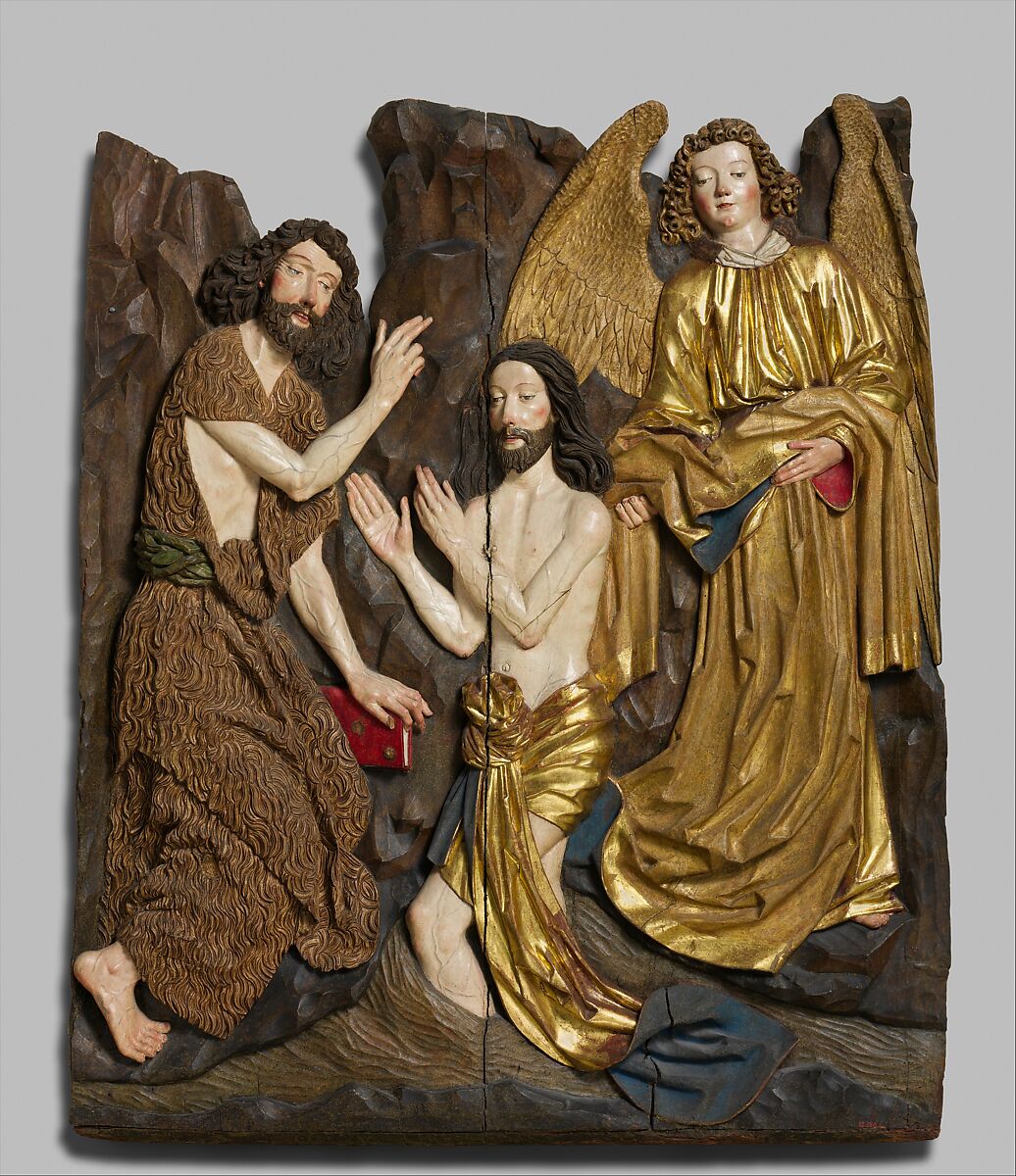 Baptism of Christ, Workshop of Veit Stoss (German, Horb am Neckar ca. 1445–1533 Nuremberg), Limewood with paint and gilding, German 