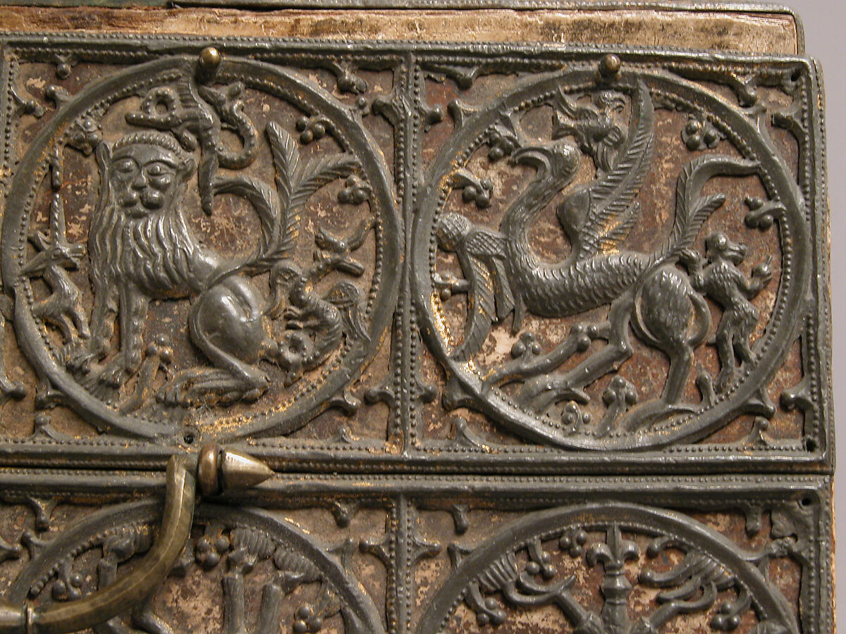 Box, Lead, gilding, wood, gesso, copper alloy handle and lock plate, traces of red textile, German