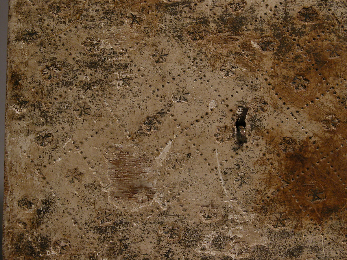 Box, Lead, gilding, wood, gesso, copper alloy handle and lock plate, traces of red textile, German